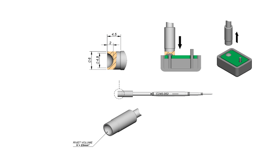 C245052 - Chrome finish, designed for plastic rivets